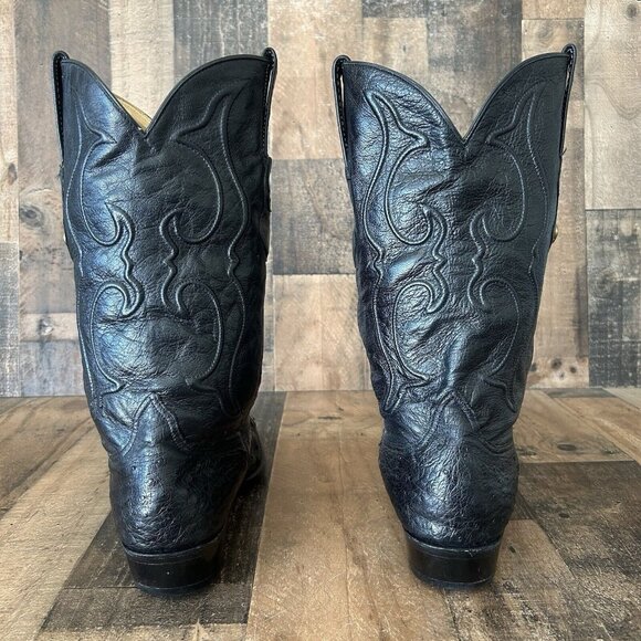 Los Altos Black Full Quill Ostrich Western Cowboy Boots Mens 13 D - Picture 7 of 12